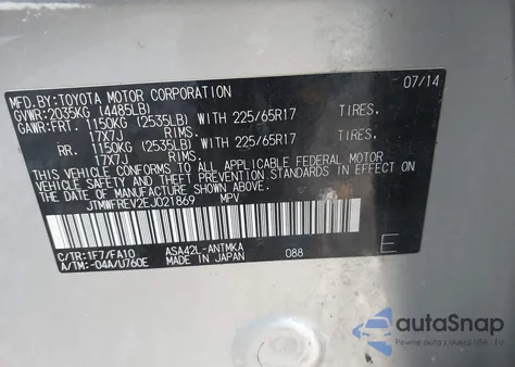 2014 Toyota Rav4 Xle из США, поврежденный, VIN JTMWFREV2EJ021869